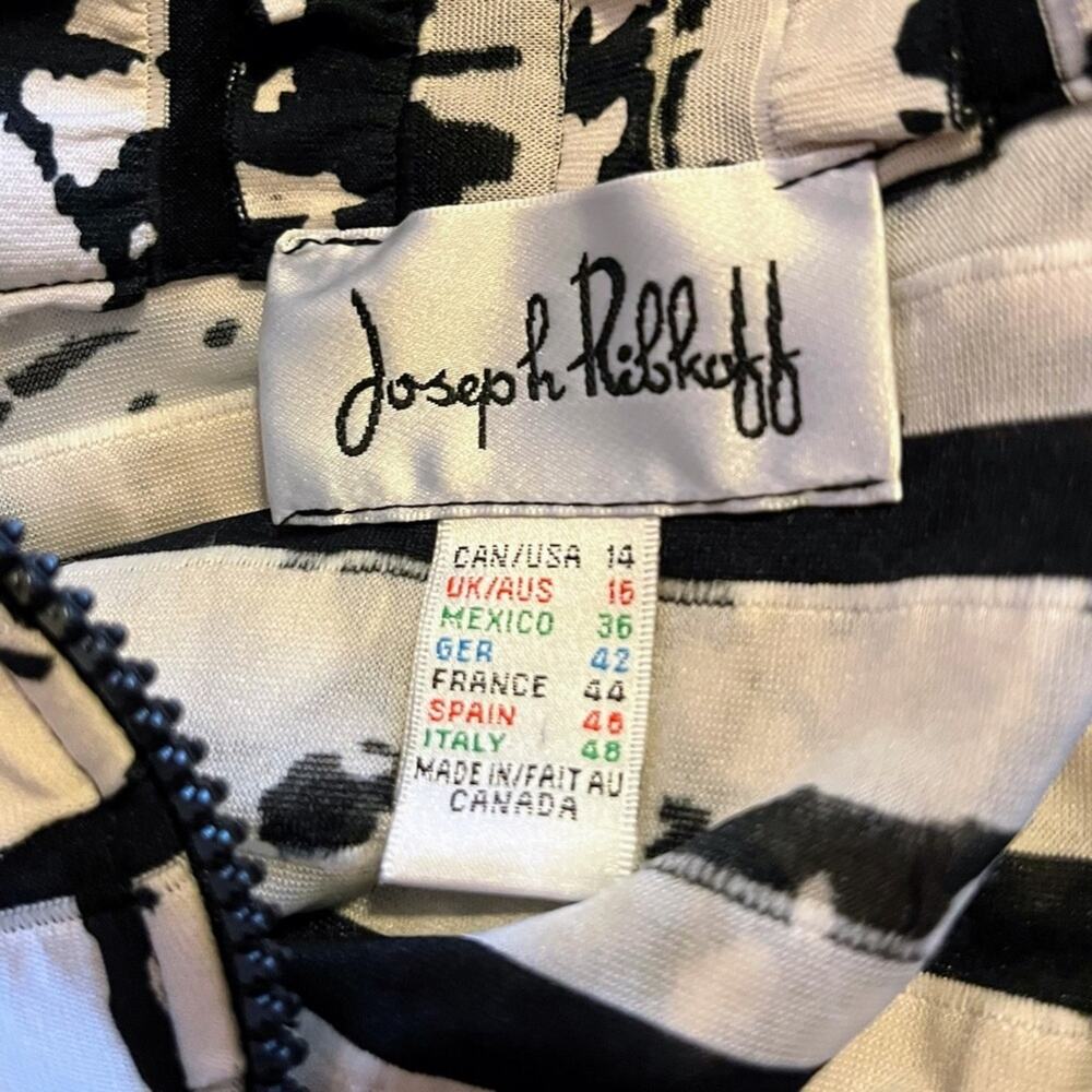 Joseph Ribkoff Jacket 14 Abstract Paint Print Ruffle Textured Zip Art to Wear - Picture 15 of 15